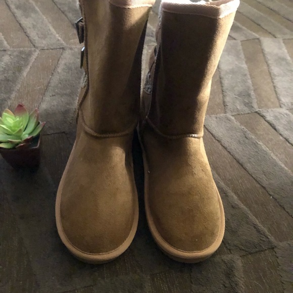 Brown Faux Suede & Knitt Boots - Picture 2 of 5